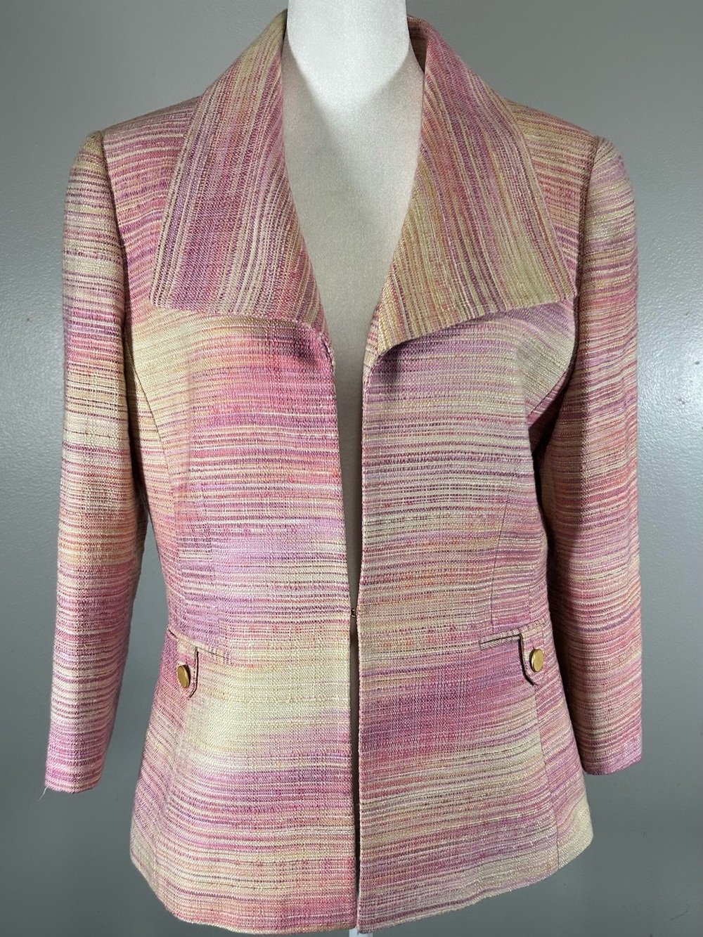 Vintage colorful Peach Pink Yellow Blazer Jacket preppy Acedemia polished